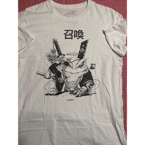 CROM Samurai Frog Graphic T Shirt White Black Mens Size M